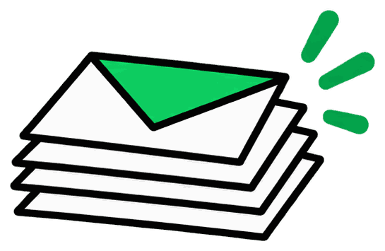 A stack of unopened envelopes.